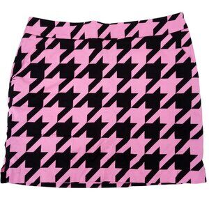 Loudmouth Ladies Houndstooth Golf Skort Skirt Shorts Size 12 Pink Black Pockets